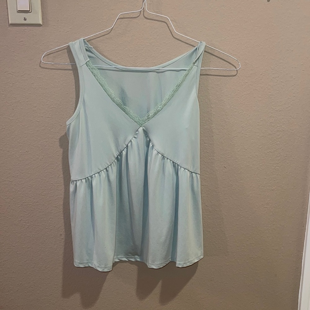 Lace Trim Peplum Tank Top